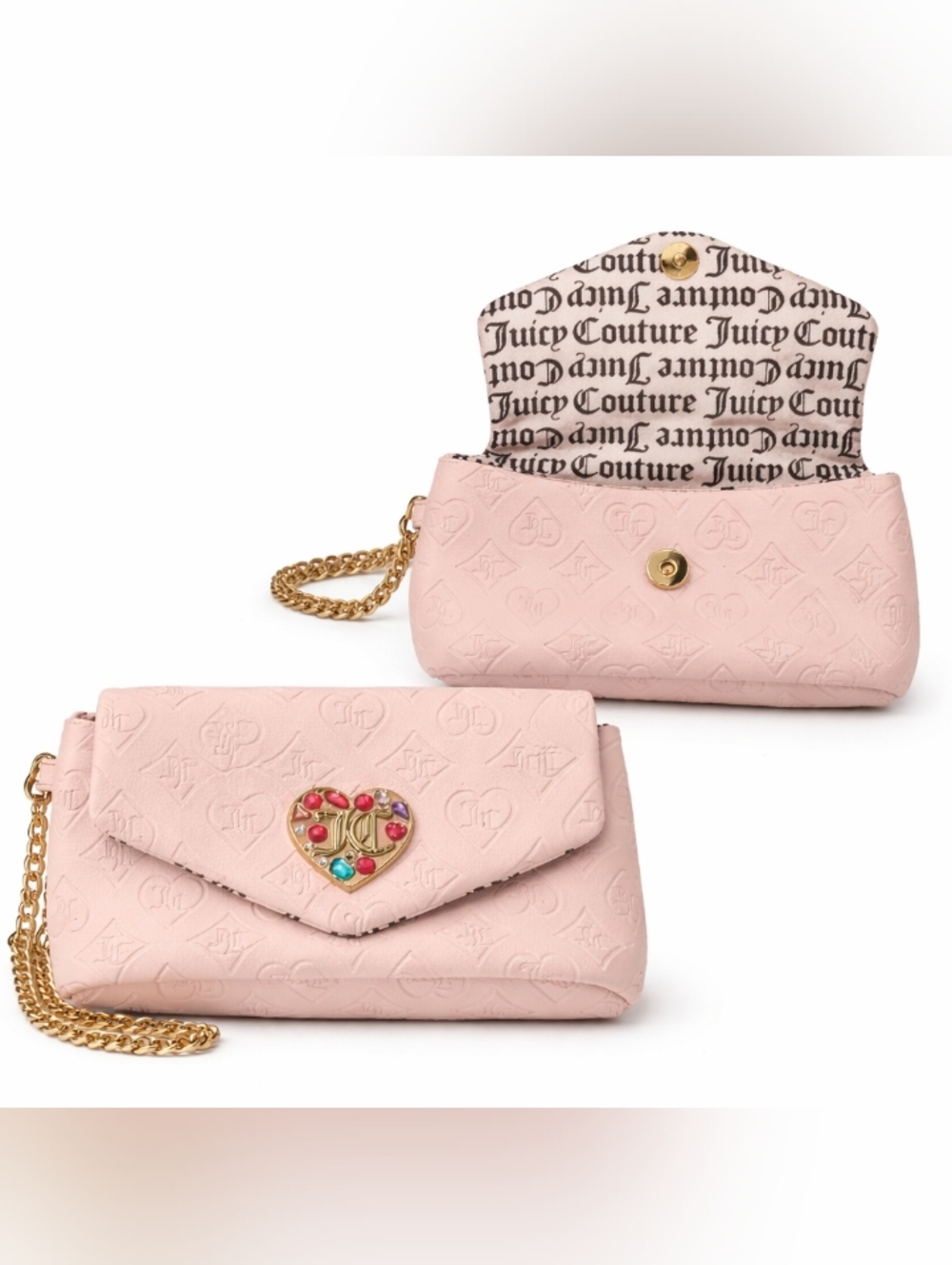 Juicy Couture Pink Y2K Embossed Wallet Mini Hand Chain Bag 💖